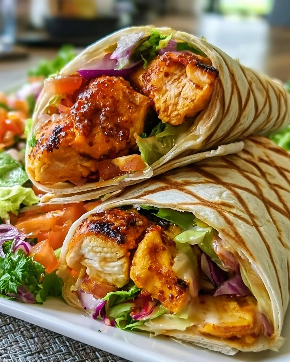 Honig-Senf-Hühnchen-Wraps
