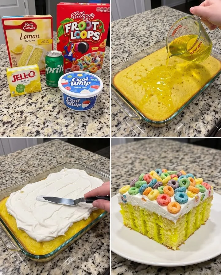 Froot Loops Zitronenpoke-Kuchen
