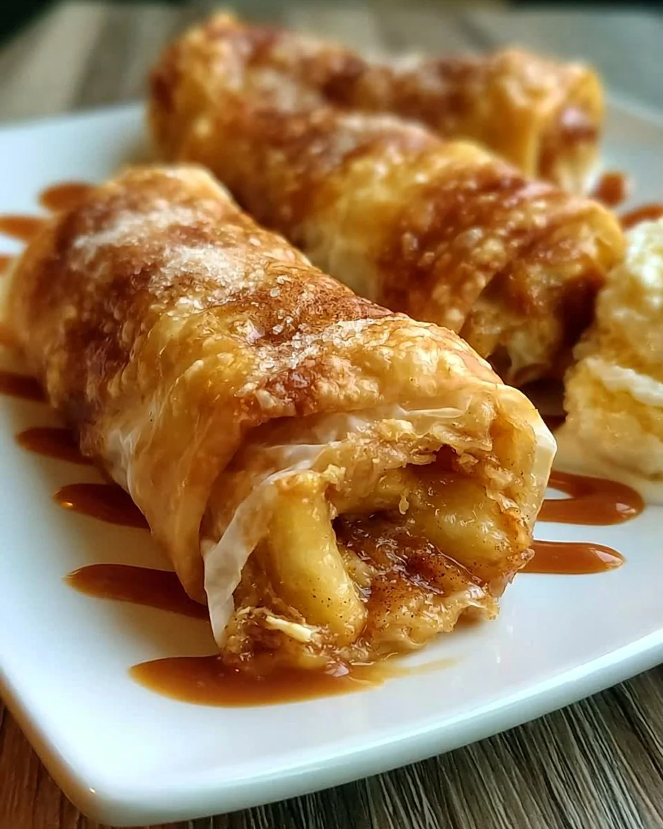 Gebratene Apfelkuchen-Reispapierrollen