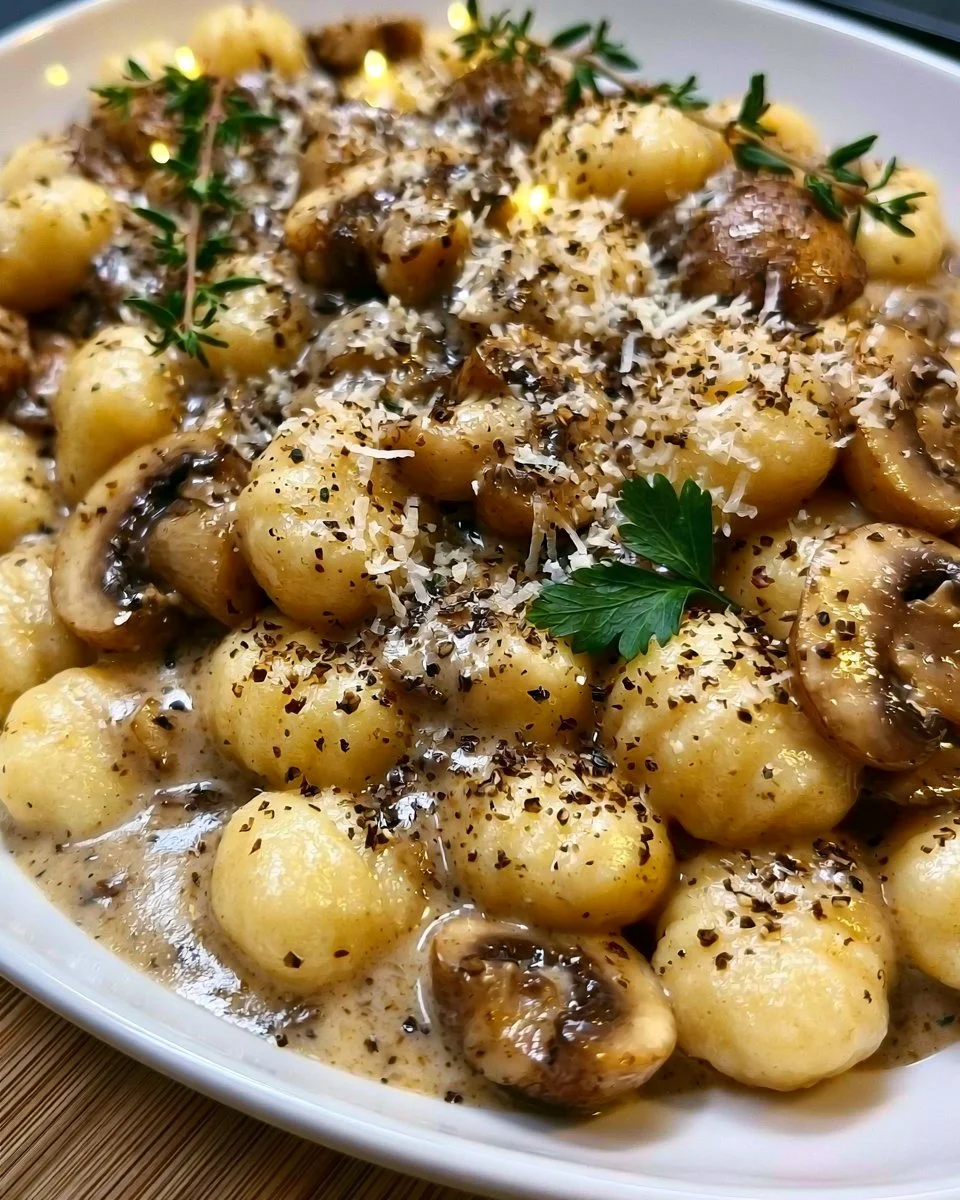 Gnocchi with creamy mushroom sauce