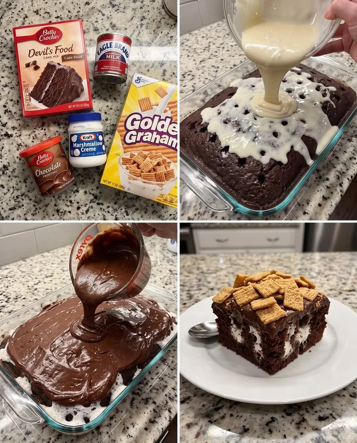 Goldene Grahams S’mores Poke Cake