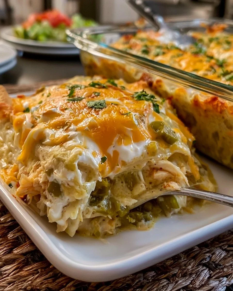 Grüne Chili Hähnchen Enchilada Auflauf Rezept
