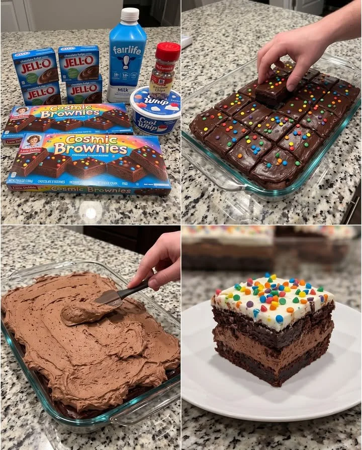 Kosmischer Brownie-Eiswürfelkuchen